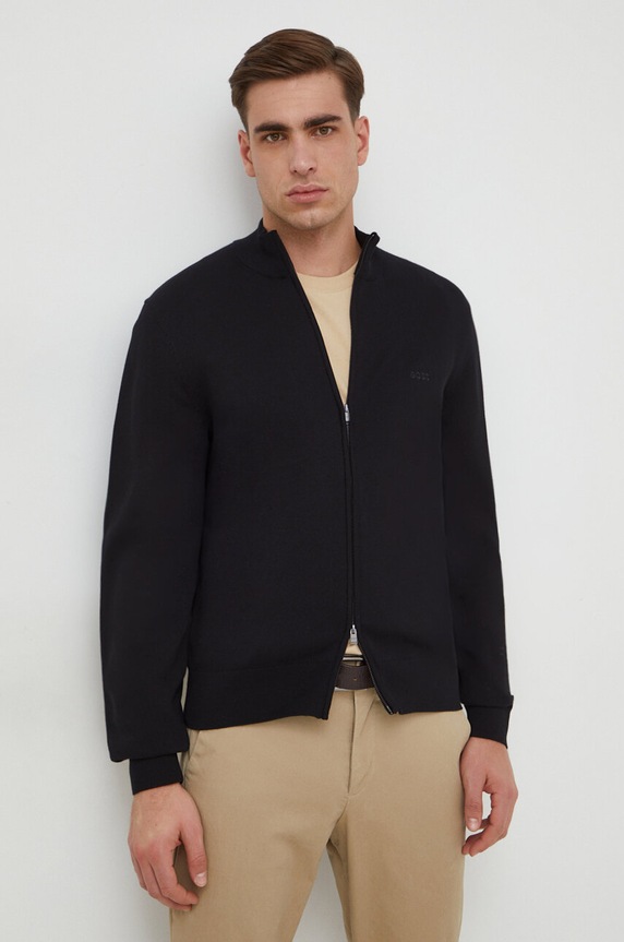 BOSS kardigan bawełniany bawełna czarny 50505998