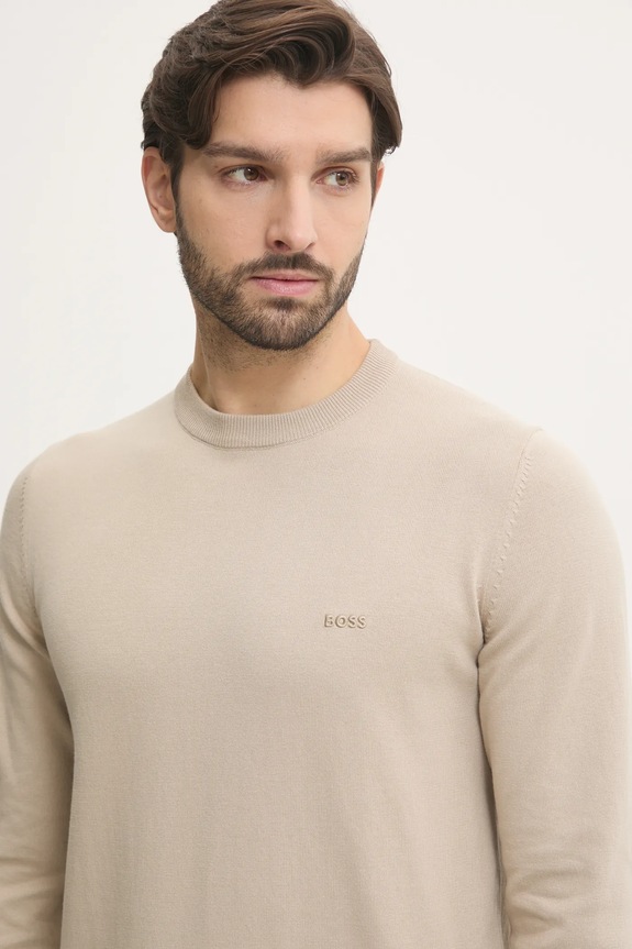 Bavlněný svetr BOSS béžová 50506023