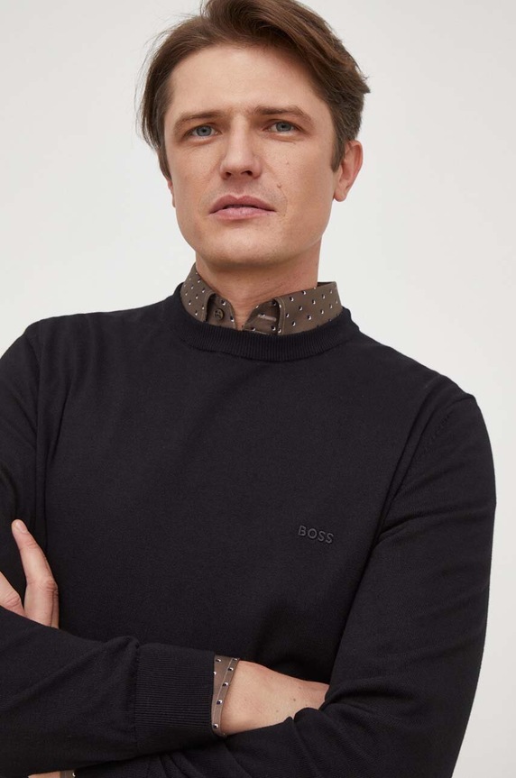BOSS sweter bawełniany czarny 50506023