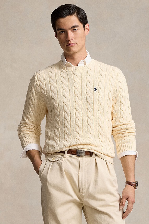 Polo Ralph Lauren sweter męski bawełniany bawełna beżowy 710775885