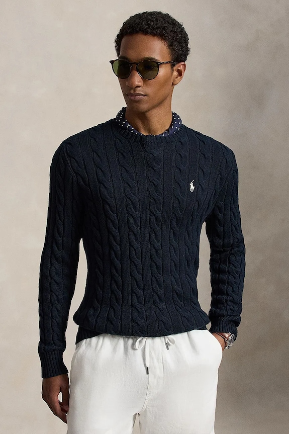 Polo Ralph Lauren свитер мужской из хлопка тёмно-синий 710775885
