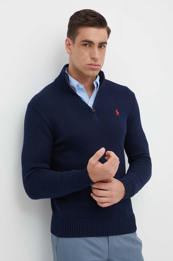 Polo Ralph Lauren sweter bawełniany bawełna granatowy 710859939