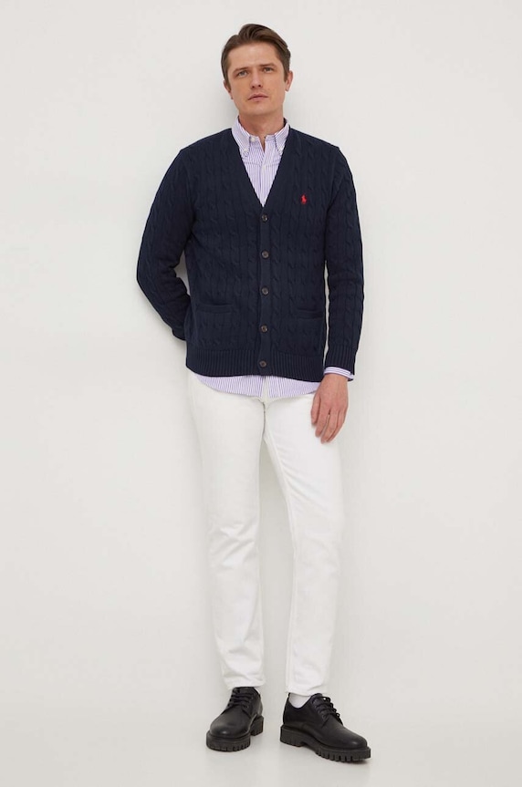 Bavlnený kardigán Polo Ralph Lauren 710890548 tmavomodrá SS24