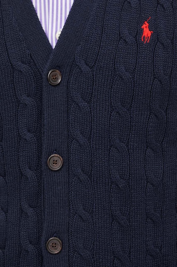 Bavlnený kardigán Polo Ralph Lauren 710890548 tmavomodrá