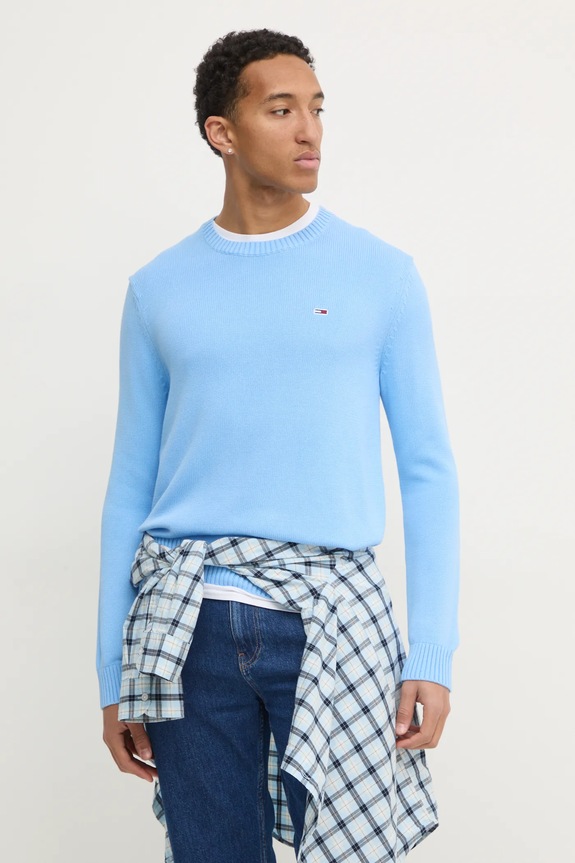 Bavlnený sveter Tommy Jeans modrá DM0DM18370
