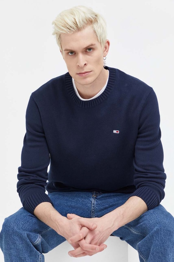Tommy Jeans sweter bawełniany granatowy DM0DM18370