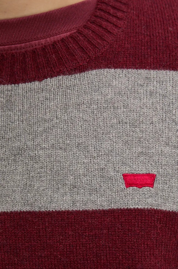 Levi's sveter pánsky vlnený A4320 burgundské