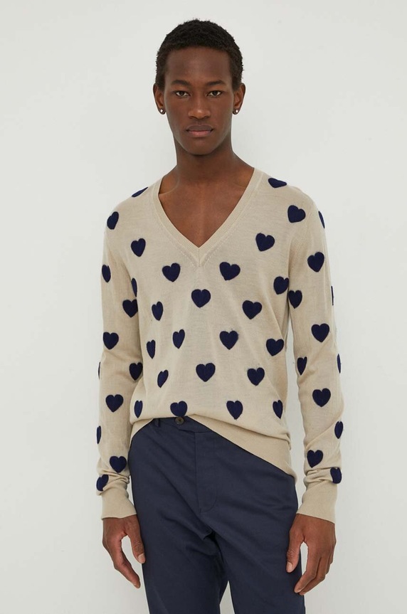 Tiger Of Sweden sweter wełniany Arron szpic beżowy T68915109
