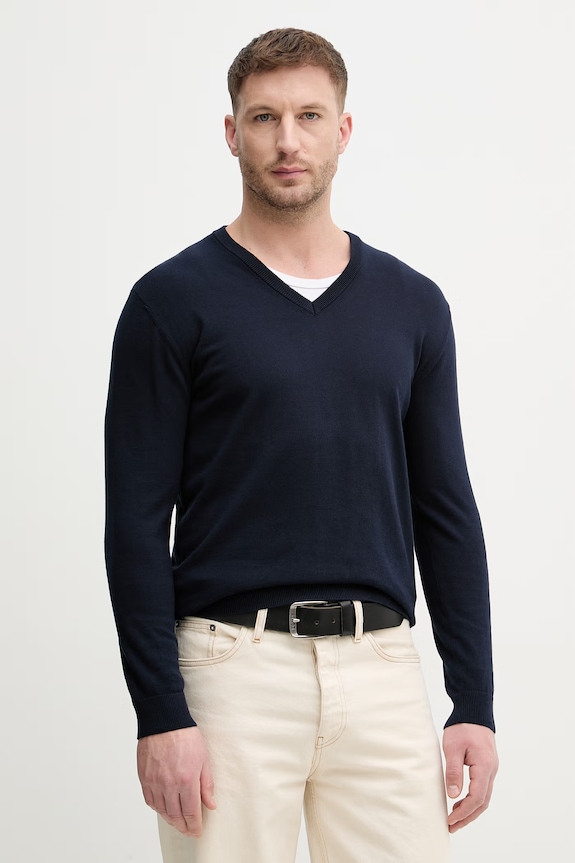 United Colors of Benetton sveter pánsky bavlnený tmavomodrá 1098U4486