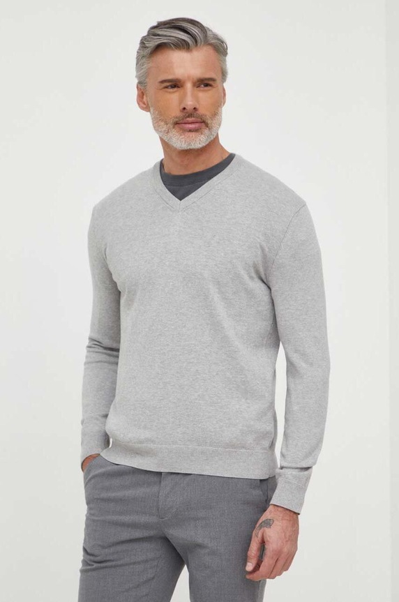 United Colors of Benetton pulover za muškarce od pamuka pamuk siva 1098U4486