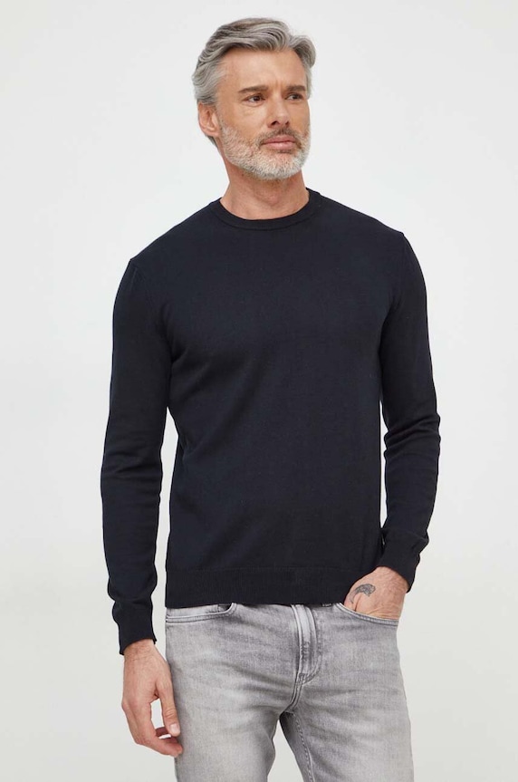 United Colors of Benetton pulover bărbătesc de bumbac negru 1098U1I76