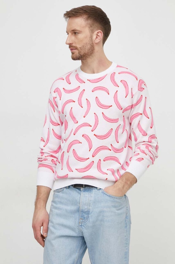 United Colors of Benetton pulóver mintás rózsaszín 1194K107D