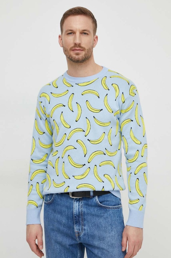 United Colors of Benetton pulóver mintás kék 1194K107D