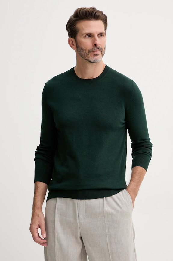 Sisley sweter męski z bawełną zielony 10F2S1C78