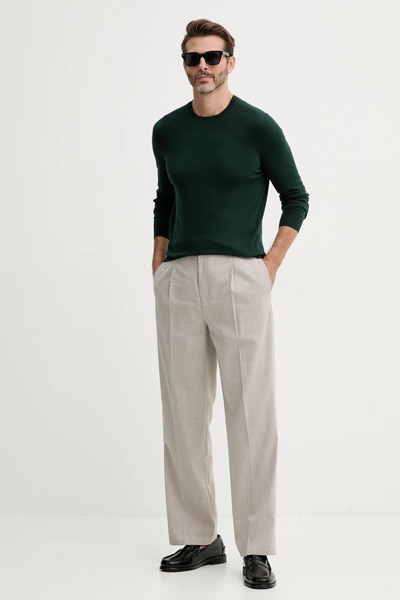 Sisley sweter męski z bawełną 10F2S1C78 zielony SS26