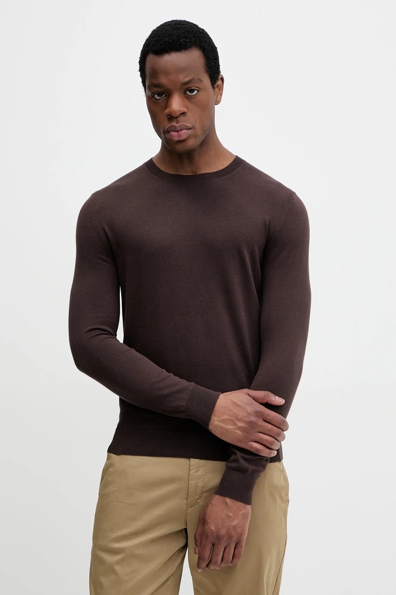 Sisley sweter męski z bawełną brązowy 10F2S1C78