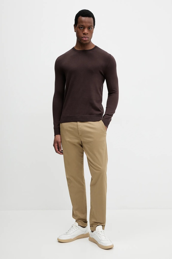 Sisley sweter męski z bawełną 10F2S1C78 brązowy SS26