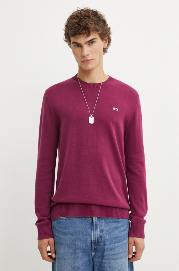 Tommy Jeans pulover de bumbac grosime medie roz DM0DM18895
