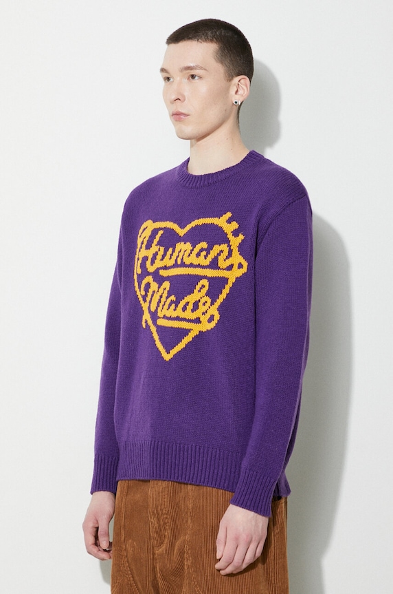 Human Made wool jumper Low Gauge Knit Sweater violet HM27CS038