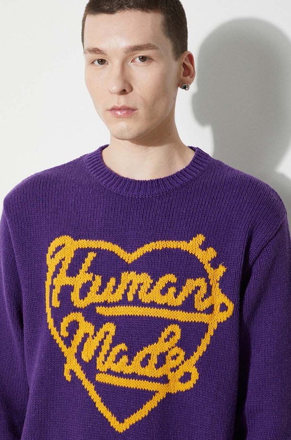 Human Made wool jumper Low Gauge Knit Sweater HM27CS038 violet