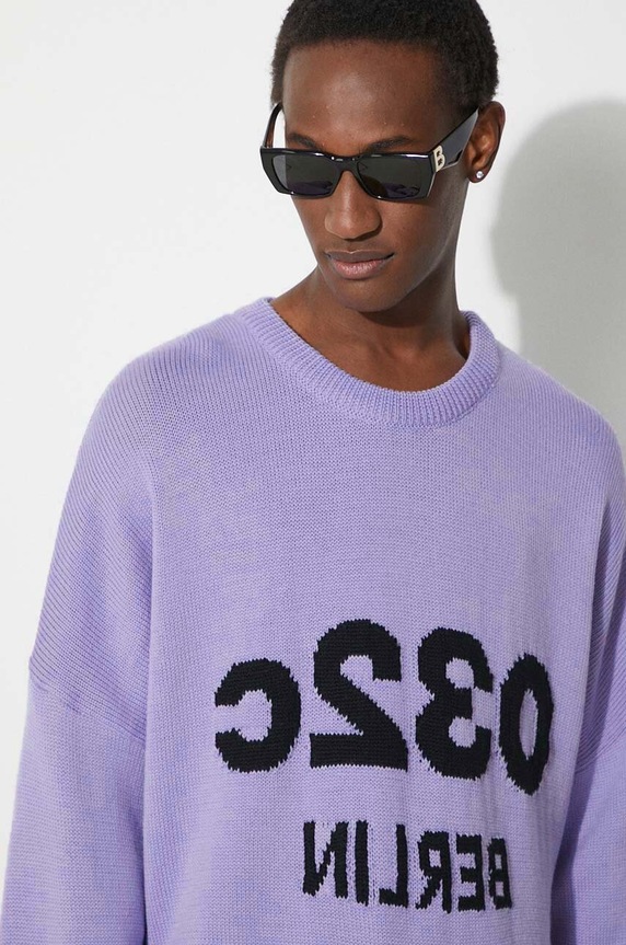 Вовняний светр 032C Selfie Sweater фіолетовий SS24.K.1011