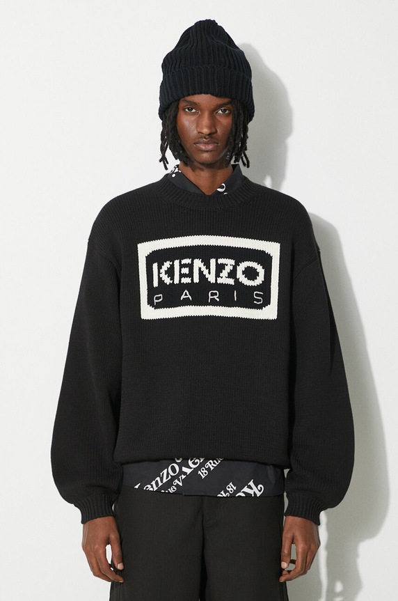 Kenzo wool blend jumper Bicolor Kenzo Paris Jumper medium thickness black FD55PU3833LA.99