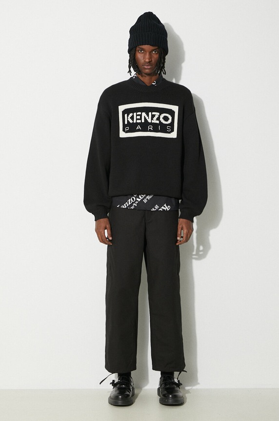 Kenzo wool blend jumper Bicolor Kenzo Paris Jumper FD55PU3833LA.99 black SS24