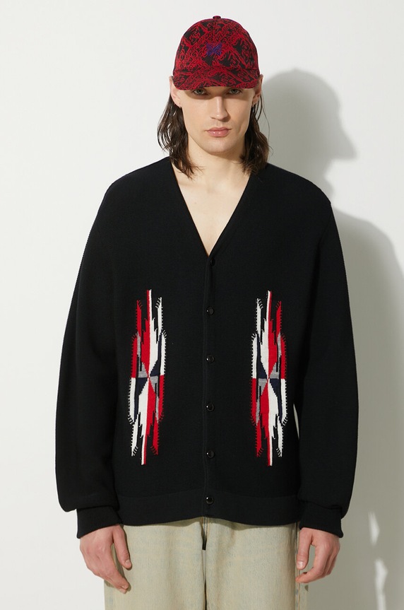 Вълнена жилетка Needles V Neck шарен черен OT268