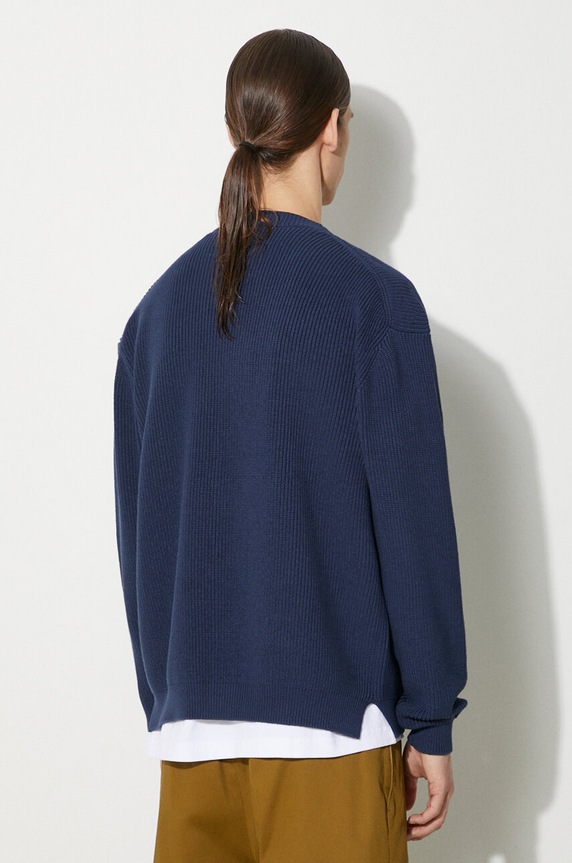 Clothing Neil Barrett cardigan Bold Fox Head Patch Comfort Ribbed Cardigan MM00506KT1098 navy