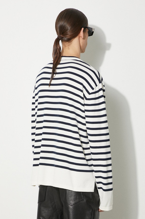 Oblečení Bavlněný svetr Maison Kitsuné Fox Head Intarsia Comfort Striped Jumper MM00803KT1102 námořnická modř
