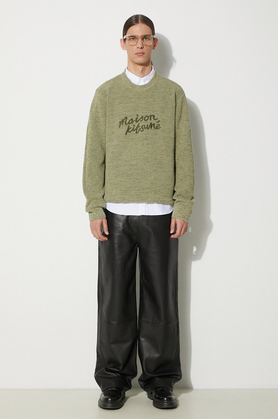 Maison Kitsuné cotton jumper Handwriting Comfort Jumper MM00807KT1108 green SS24