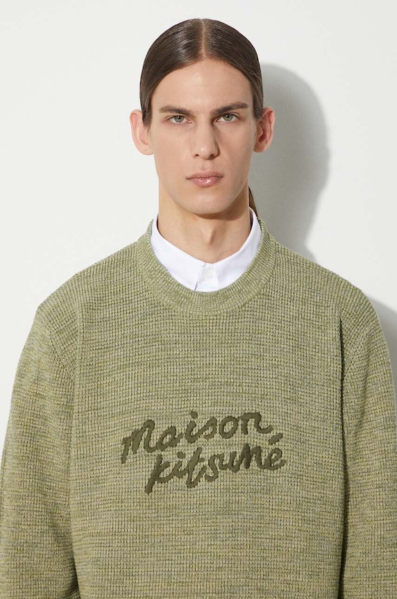 Maison Kitsuné cotton jumper Handwriting Comfort Jumper MM00807KT1108 green