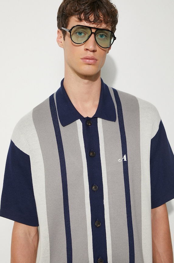 Awake NY kardigan Knit Camp Collar pozostałe szary SP24.KN005