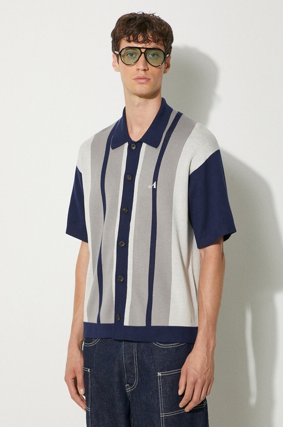 Awake NY kardigan Knit Camp Collar SP24.KN005 szary