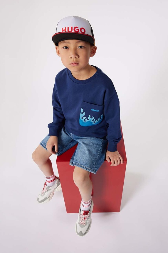 Παιδικό σορτς τζιν HUGO casual μπλε G00040.162.174