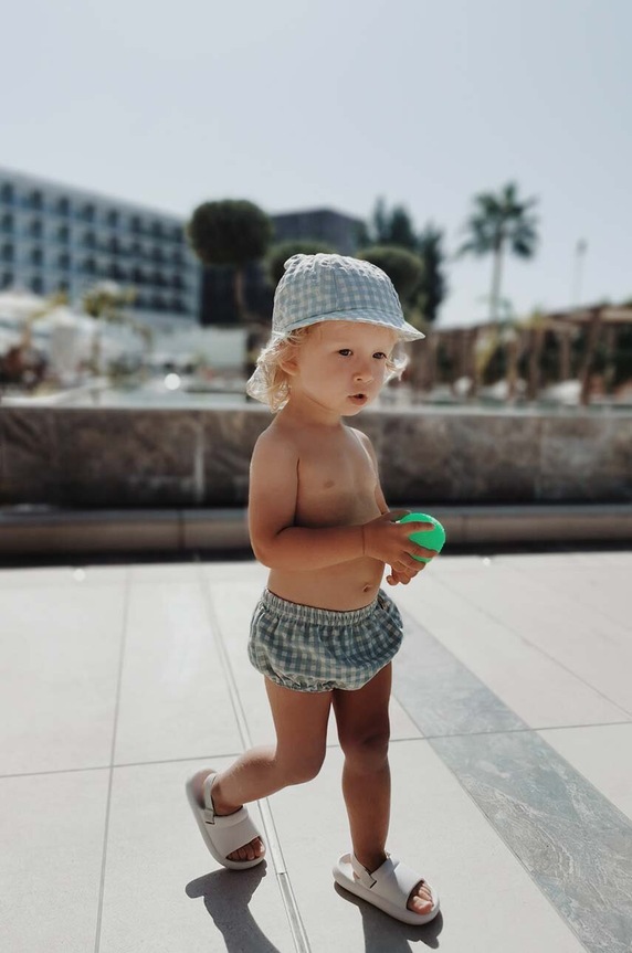 Kratke pamučne hlače za bebe Jamiks WIDAR.or.Bloom.JLG159.B tirkizna