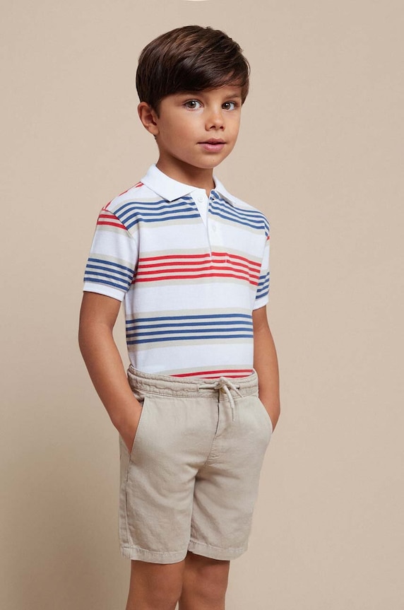 Mayoral szorty z domieszką lnu dziecięce casual beżowy 3249.5F.Mini.PPYH