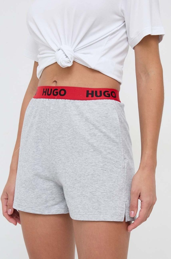 Pyžamové šortky HUGO s elastanom sivá 50490600