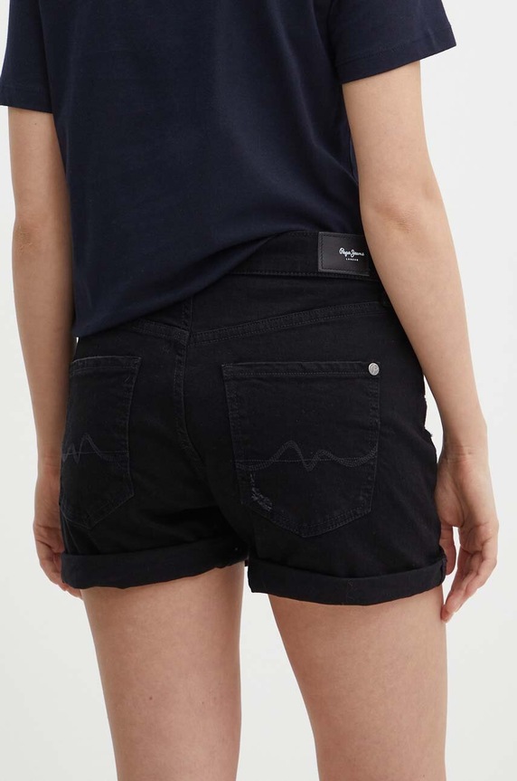 Odzież Pepe Jeans szorty jeansowe STRAIGHT SHORT HW PL801108XG8 czarny