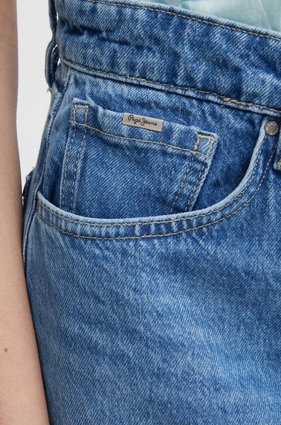 Pepe Jeans pantaloni scurti jeans A-LINE SHORT HW albastru PL801111MP1