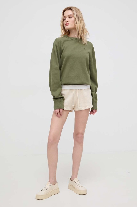 Šortky s příměsí lnu American Vintage SHORT COURT ITO09AE24 béžová SS24