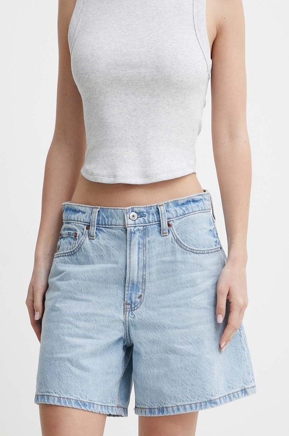 Džínové šortky Abercrombie & Fitch high modrá KI149.4049.280