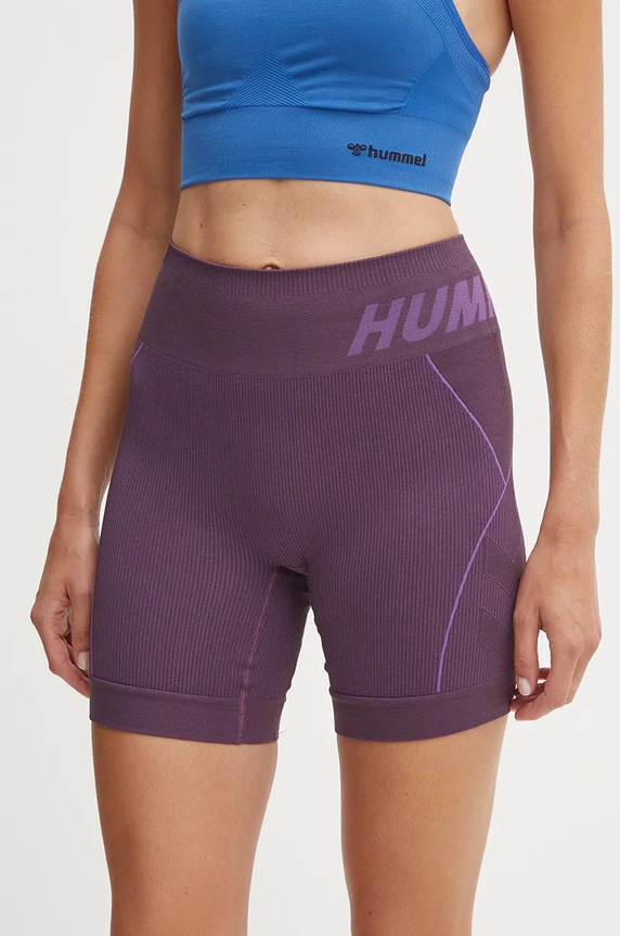 Tréningové šortky Hummel Christel s elastanom fialová 213755