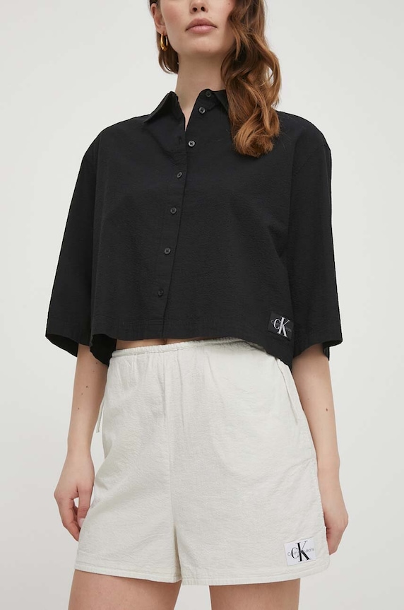 Calvin Klein Jeans pamut rövidnadrág szövet szürke J20J223424