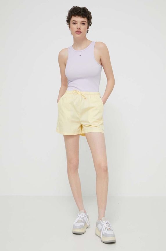 Tommy Jeans pantaloni scurți din bumbac DW0DW17778 galben SS24