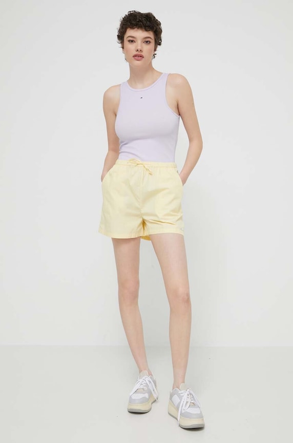 Tommy Jeans pantaloni scurți din bumbac DW0DW17778 galben SS24