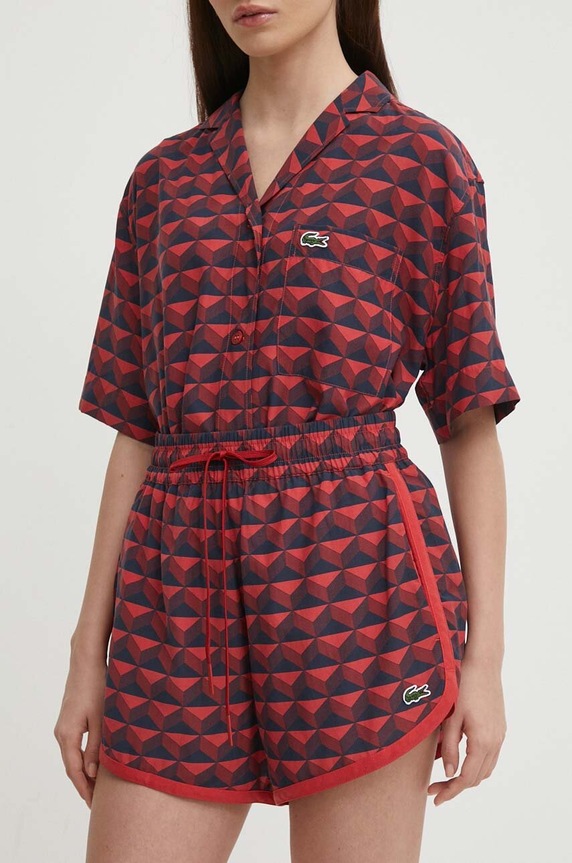 Къс панталон Lacoste текстил червен FF6928