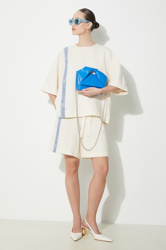 JW Anderson szorty z domieszką lnu Wide Leg Shorts SR0093.PG1483.002 beżowy SS24
