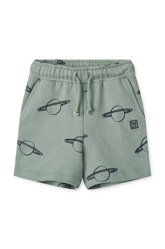 Liewood pantaloni scurți din bumbac pentru copii Gram Printed Sweatshorts LW17097 turcoaz SS24