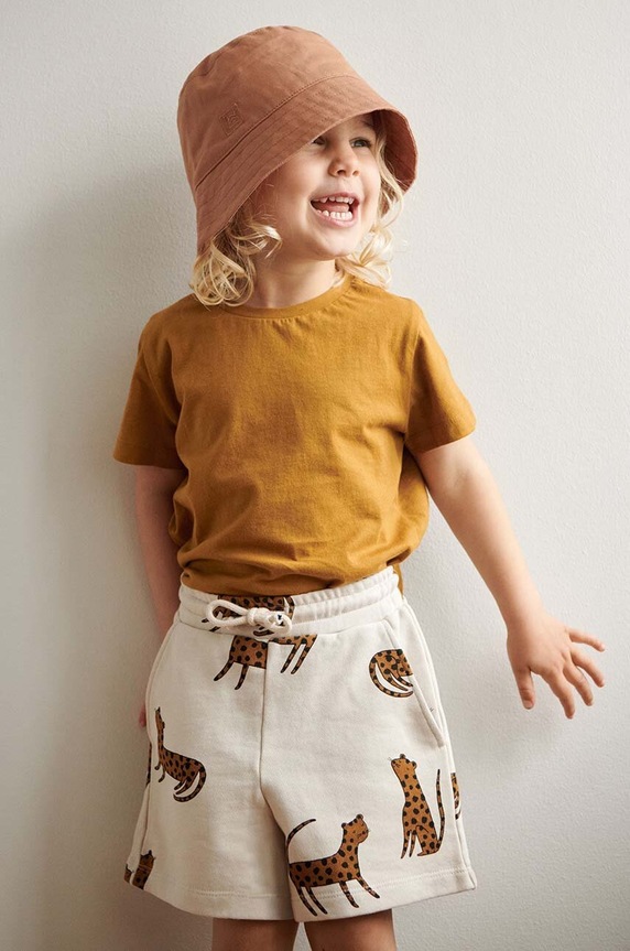 Παιδικό βαμβακερό σορτς Liewood Gram Printed Sweatshorts εμπριμέ μπεζ LW17097